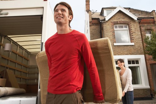 Furniture and boxes being loaded for a home move in South London