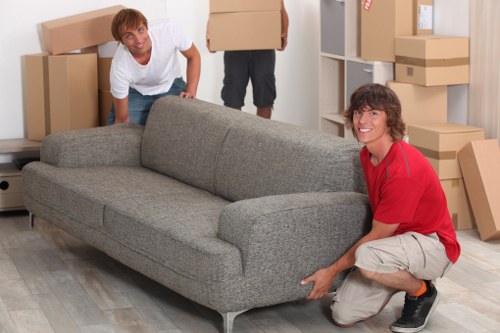 Packed boxes and furniture being loaded for urgent removals in South London