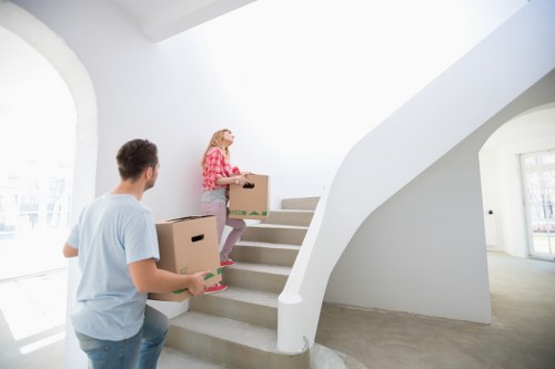 Business furniture and office equipment being moved on the same day