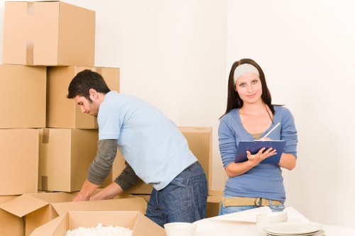 Careful loading of flat contents into a removals van